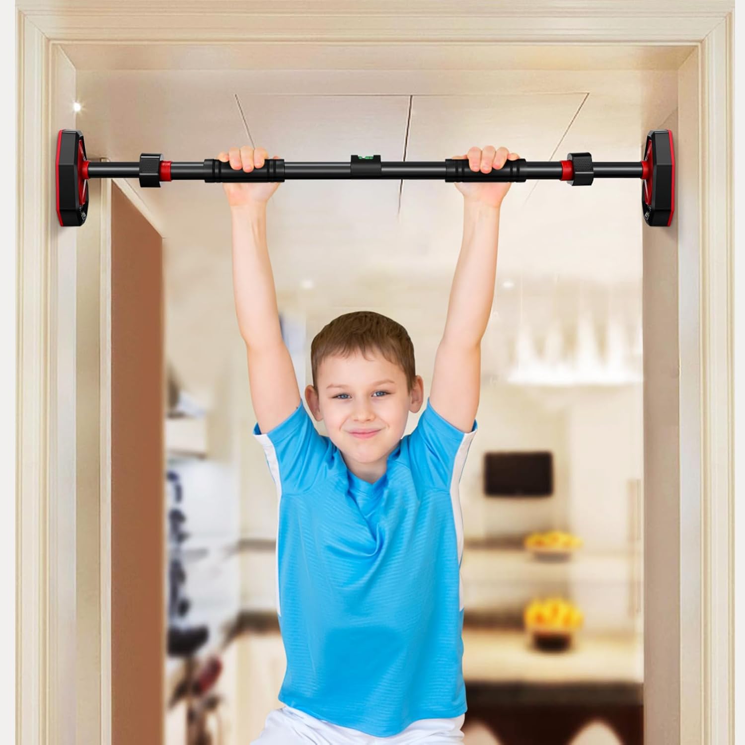 ULTECHNOVO Adjustable Pull up Bar Doorway Strength Training Bar No Drill Installation Portable Home Gym Equipment for Upper Body and Muscle up Workouts 39.37 Inches