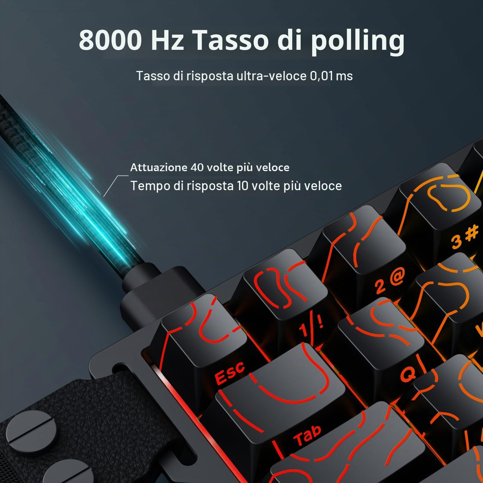 MCHOSE ACE68 Tastiera da gioco magnetica 65% HE Tastiera 8000Hz Rapid Trigger Wired RT Precisione 0,01 mm con interruttore magnetico Azione regolabile Chiave a scatto per giochi FPS Nero