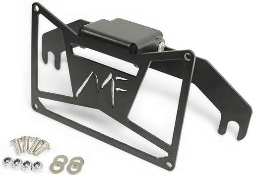 MotoFabLifts Universal Flip-Up License Plate Mount for 10" Hawse Fairlead Stainless Steel Hardware Made in USA Front Bumper Winch Plate Bracket License Plate Holder