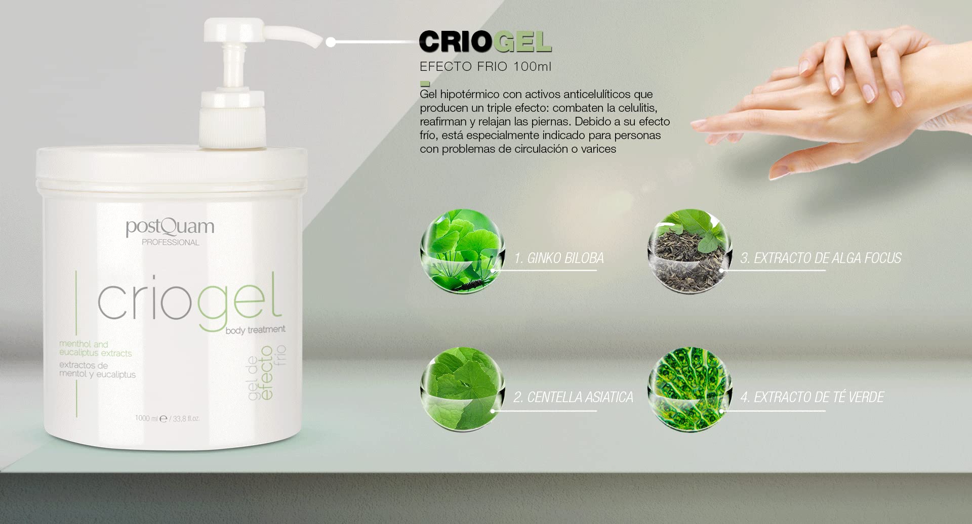 PostQuam Professional – Set Corporal Criogel 1000ml + Anti‑Cell Secret Masajeador Anticelulítico – Gel efecto frío + EMS, Succión y Rodillos – Piel más firme, tonificada y descansada