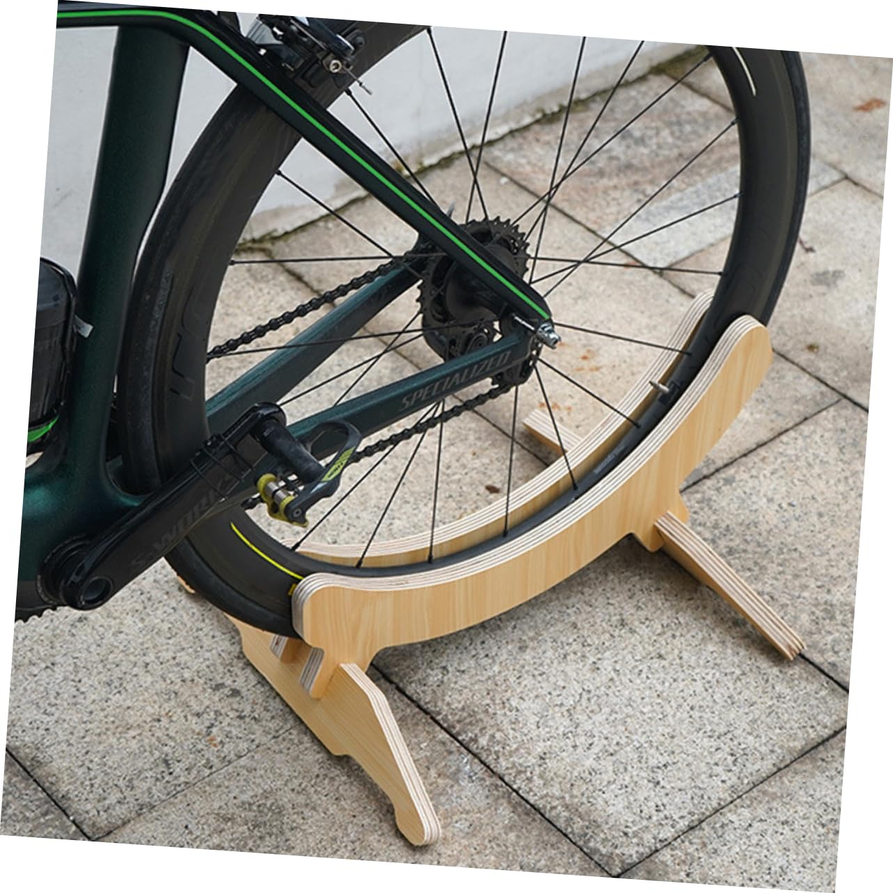 GRIRIW Professional Wooden Bike Parking Rack Durable Mountain Bike Display Stand Easy to Install Support for Home and Garage Use
