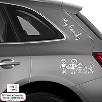 Vista 7 de TOTOMO 13 Pegatinas de Figuras de Palo para Auto de Mi Familia (Estilo #1) con Pegatina de Familia de Mascotas Perro Gato para Ventanas y Parachoques