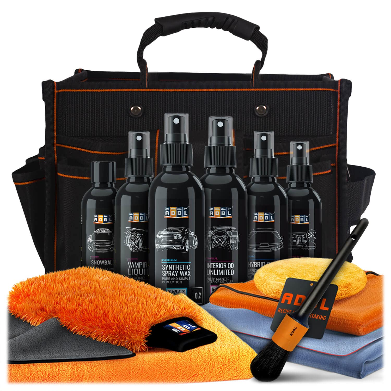 Exterior Interior Sample Set - Umfangreiches ADBL Autopflegeset für Innen und Außen mit Tasche | 15-teilig