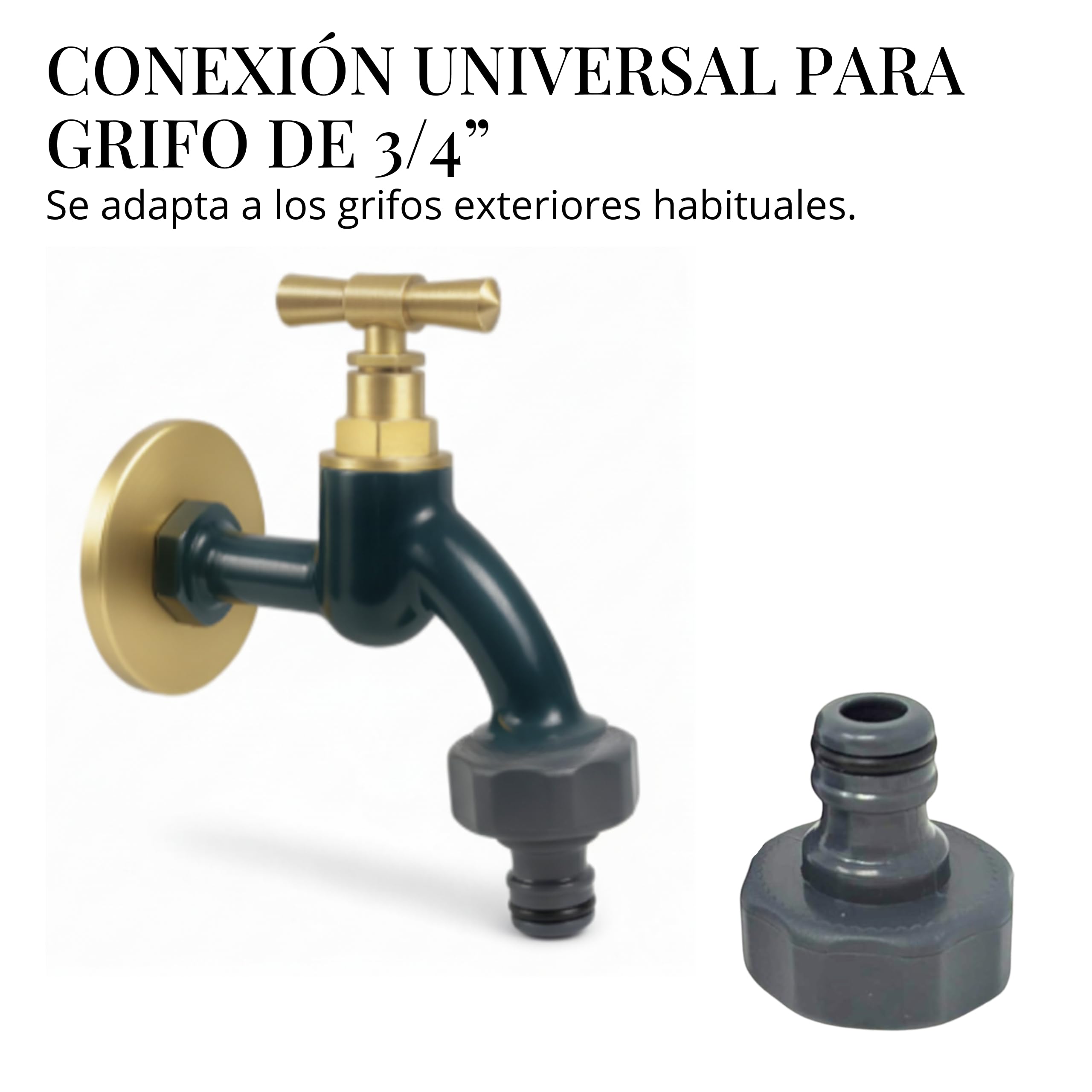 LIVLIG - Conector de manguera de plástico para manguera de jardín de 1/2 pulgadas en juego, acoplamiento de goma para manguera de jardín, color antracita
