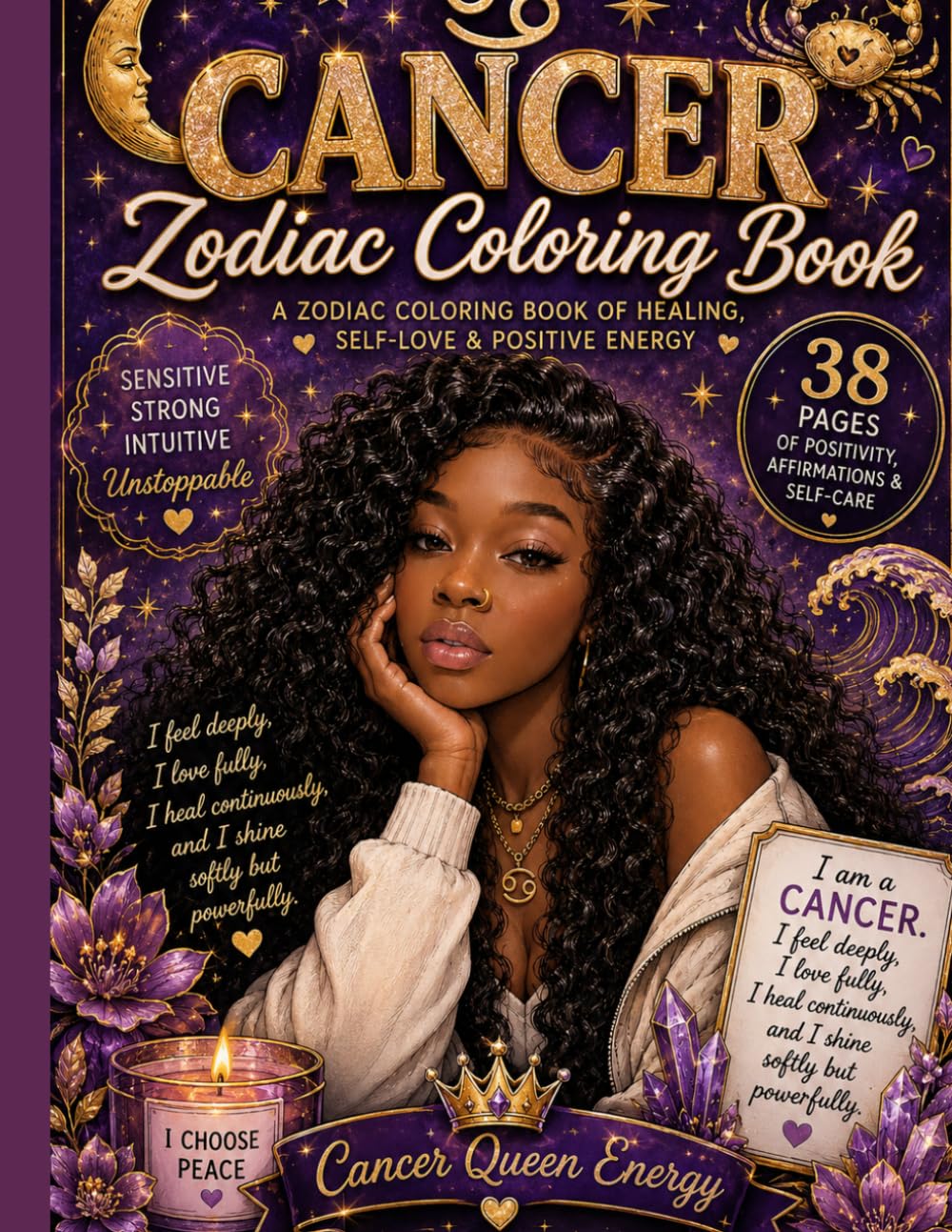 Cancer Zodiac Coloring Book: Healing, Self-Love & Positive Energy