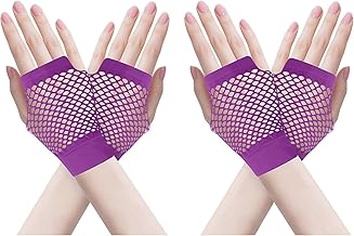2 Pairs 80s 90s Fingerless Fishnet Gloves Halloween Christmas Cosplay Costume Party