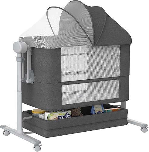 Moisés mecedor eléctrico para bebé, 4 en 1, cuna de noche con ruedas, moisés automático con control remoto, cuna en cama recién nacido con ajuste de