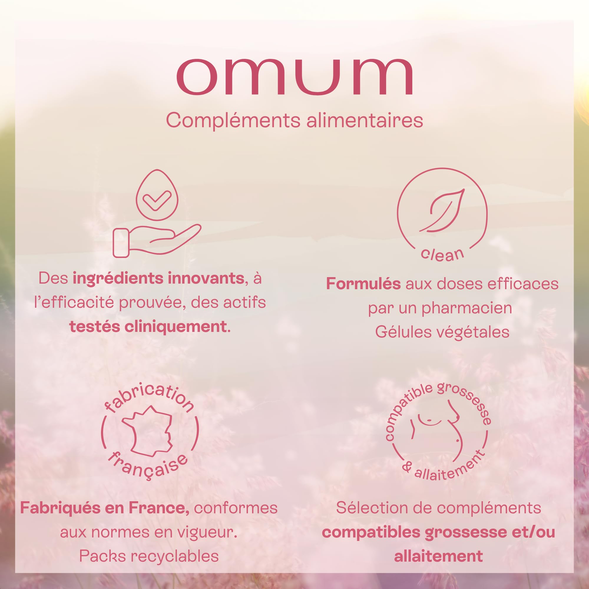 OMUM - La Surdouée - Complément Alimentaire au collagène marin - Elasticité, hydratation beauté de la peau - Compatible grossesse et allaitement, sans gluten ni gélatine - 60 gélules 1 mois de cure