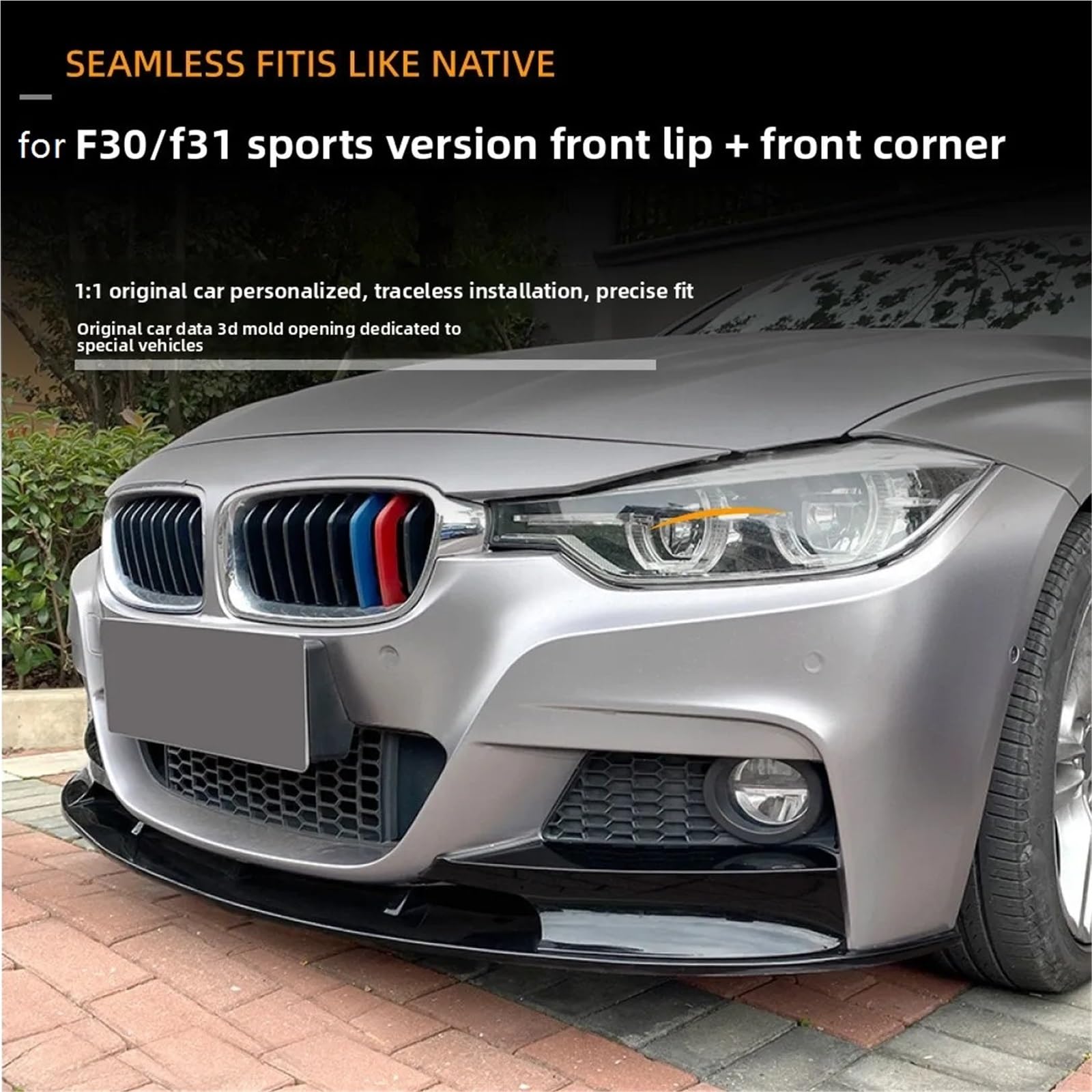Warga rozdzielająca płetwy Pasuje do BMW serii 3 F30 F31 320i 2013-2019, przedni zderzak, spoiler, splitter, zestaw nadwozia spoiler samochód(GY6125)