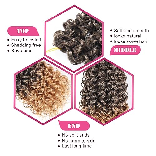 Miniatura 4 de Gogo - Cabello rizado de ganchillo de 14 pulgadas, 7 paquetes de cabello rizado de ganchillo para mujeres negras, cabello rizado de playa rizado