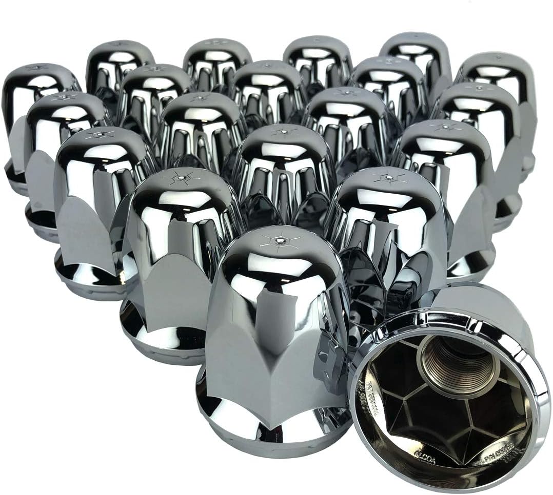 Alcoa Wheels 20 33mm Chrome Screw On Hex Lug Nut Covers with Flange for hub Covers