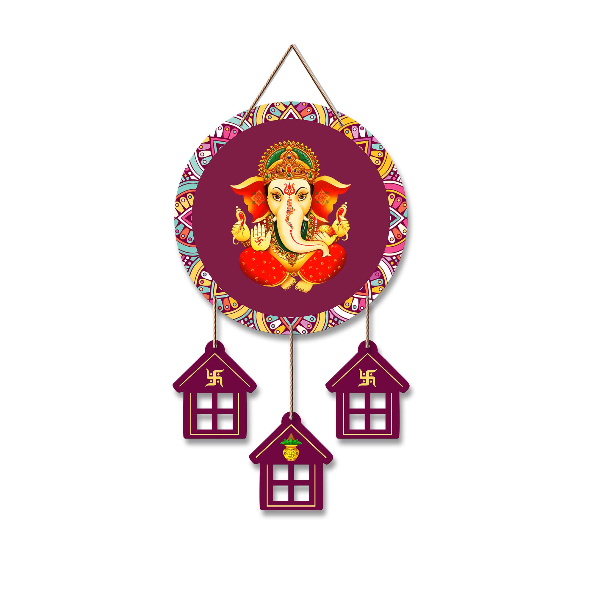Artvibes Lord Ganesha Wooden Wall Hanging Decorative Items for Home | Gifts | Religious Wood Wall Hanger | Decoration for Living Room | Artworks | Modern Decor Items (WH_7204N)-image-37