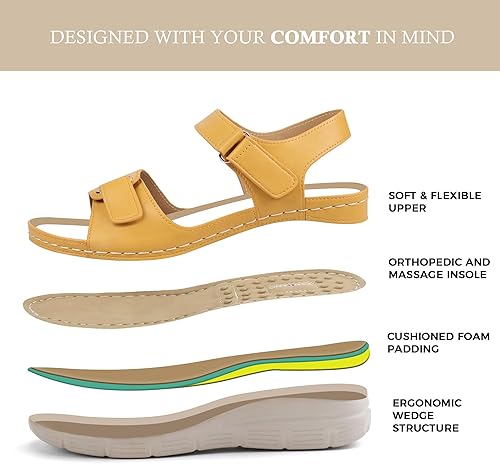 Miniatura 4 de Ortho+rest Sandalias cómodas para caminar para mujer, sandalias de vestir ortopédicas con soporte de arco