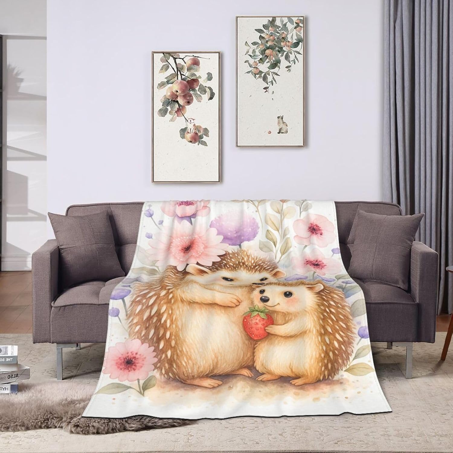 Hedgehog Blanket Cute Hedgehog Throw Blanket Gifts for Women Girls Fleece Fuzzy Soft Cozy Flannel Plush Warm Bedding Stuff for Kids Adults Sofa Bed Couch 40 x 50 Inch - Image 8