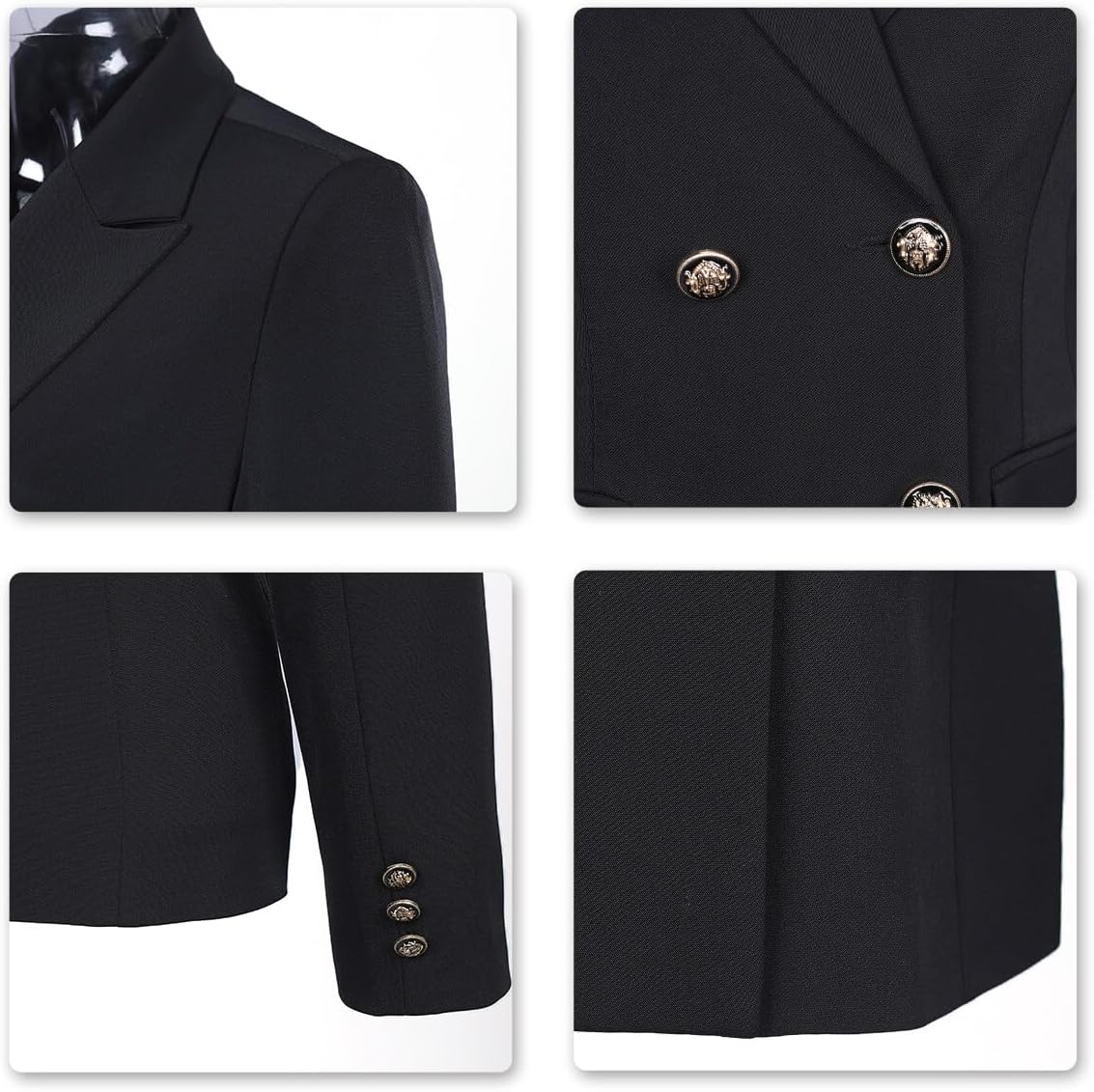 YUNCLOS Women's 2 Piece Double Breasted Suit Set Two Button Blazer and Pants - Image 6