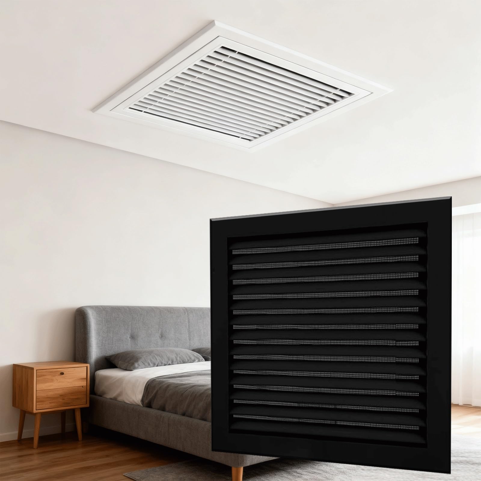 Griglia di Ventilazione, 14x26 Pollici, Nera, per Il Ritorno dell'Aria - Facile da installare su soffitto e Parete, con Filtro per Un Flusso d'Aria Migliorato e Un Maggiore Comfort Domestico