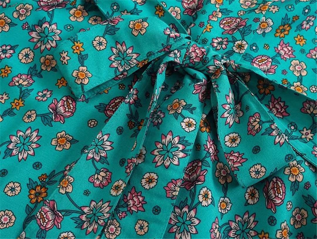Bata de algodón con estampado floral de verano para mujer, estilo vintage, mangas de murciélago, estilo bohemio, Como se muestra en la imagen., L