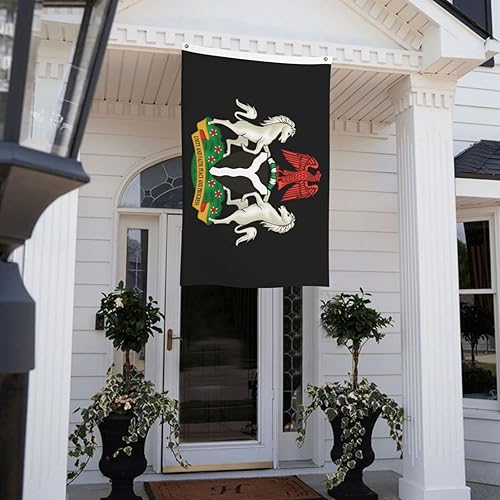 Miniatura 9 de Bandera de Nigeria con escudo de armas de Nigeria de 3 x 5 pies, banderas de doble cara para exteriores, banderas decorativas duraderas para patio,