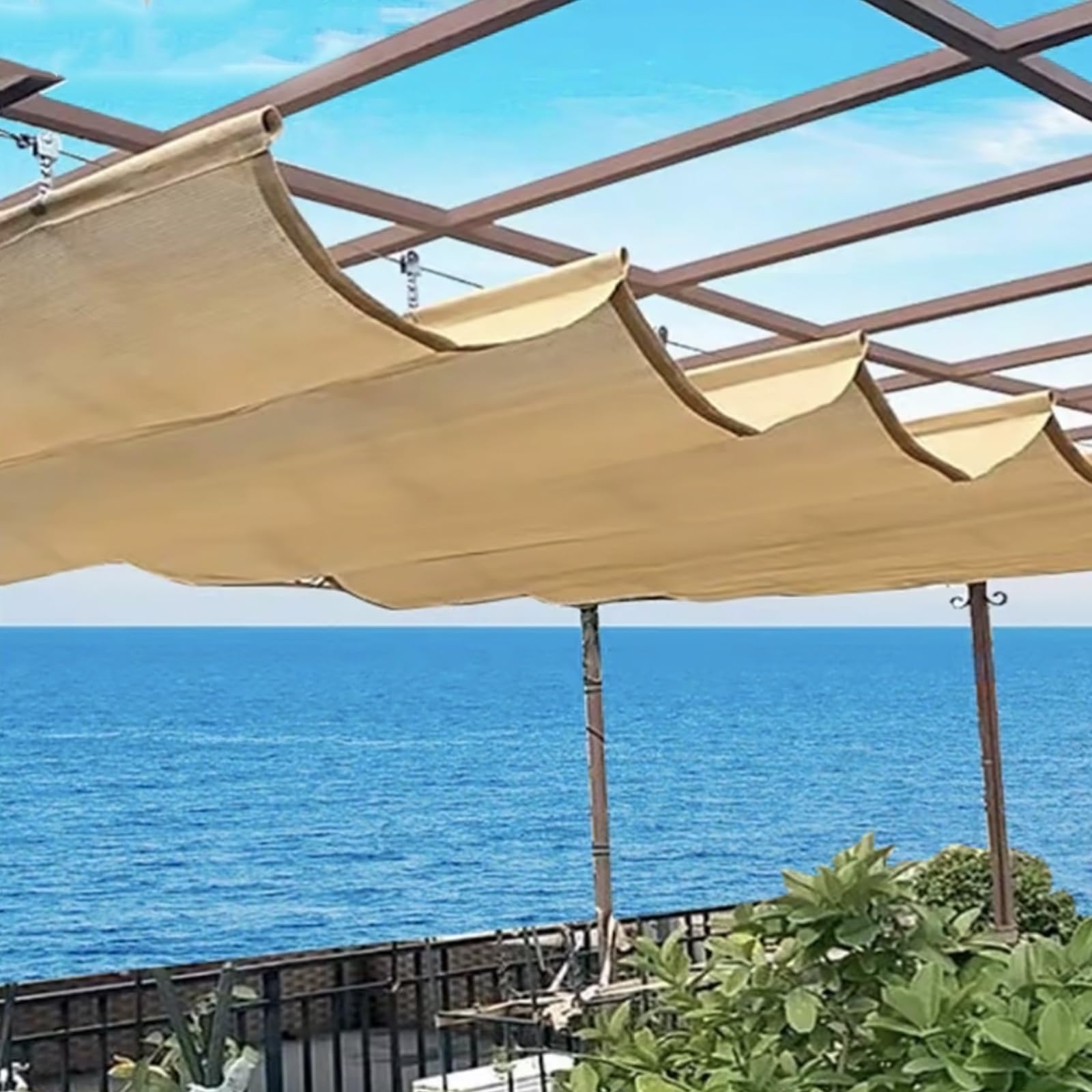 Couverture d'Ombre à 90% Rétractable pour Belvédère et Terrasse en HDPE