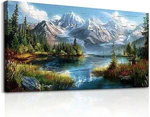 FUHAIHUA Large Wall Decor For Living Room Canvas Wall Art For Office Farmhouse Wall Decorations For Bedroom Mountains Rivers Landscape Painting Modern Pictures Artwork Room Home Decor 24x48 In