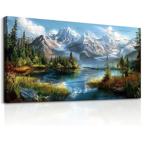 FUHAIHUA Canvas Wall Art For Living Room Large Wall Decor For Office Modern Bedroom Decoration Mountain Rivers Landscape Pictures Farmhouse Painting Artwork Wall Mural Aesthetic Home Decor 30x60 In