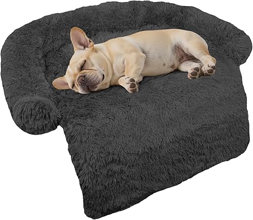 Cama calmante para perro, tapete de felpa esponjosa para perros, protector de muebles con funda extraíble lavable para perros y gatos grandes,