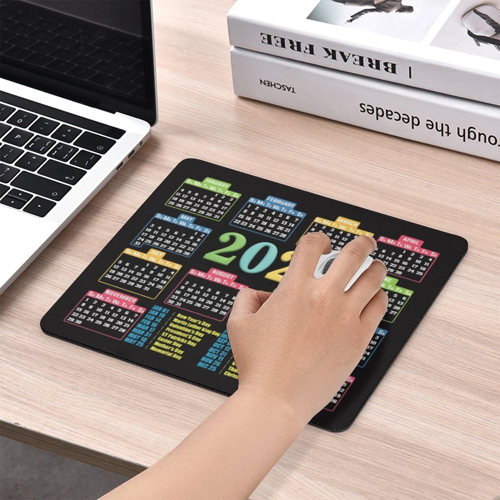 2025 Calendar Mouse Pad - 2025 Calendar Mouse Pad, Computer Mousepad Stitched Edges Wireless Mouse Waterproof Mouse Mat Non Slip Rubber Base Ergonomic M