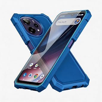 for Cricket Icon Plus 2026 / Att Verge 2 Case with Screen Protector Blue | Full Body Protection Front PC Back Soft Silicone Bumper,Heavy Duty Protection Shockproof Phone Case