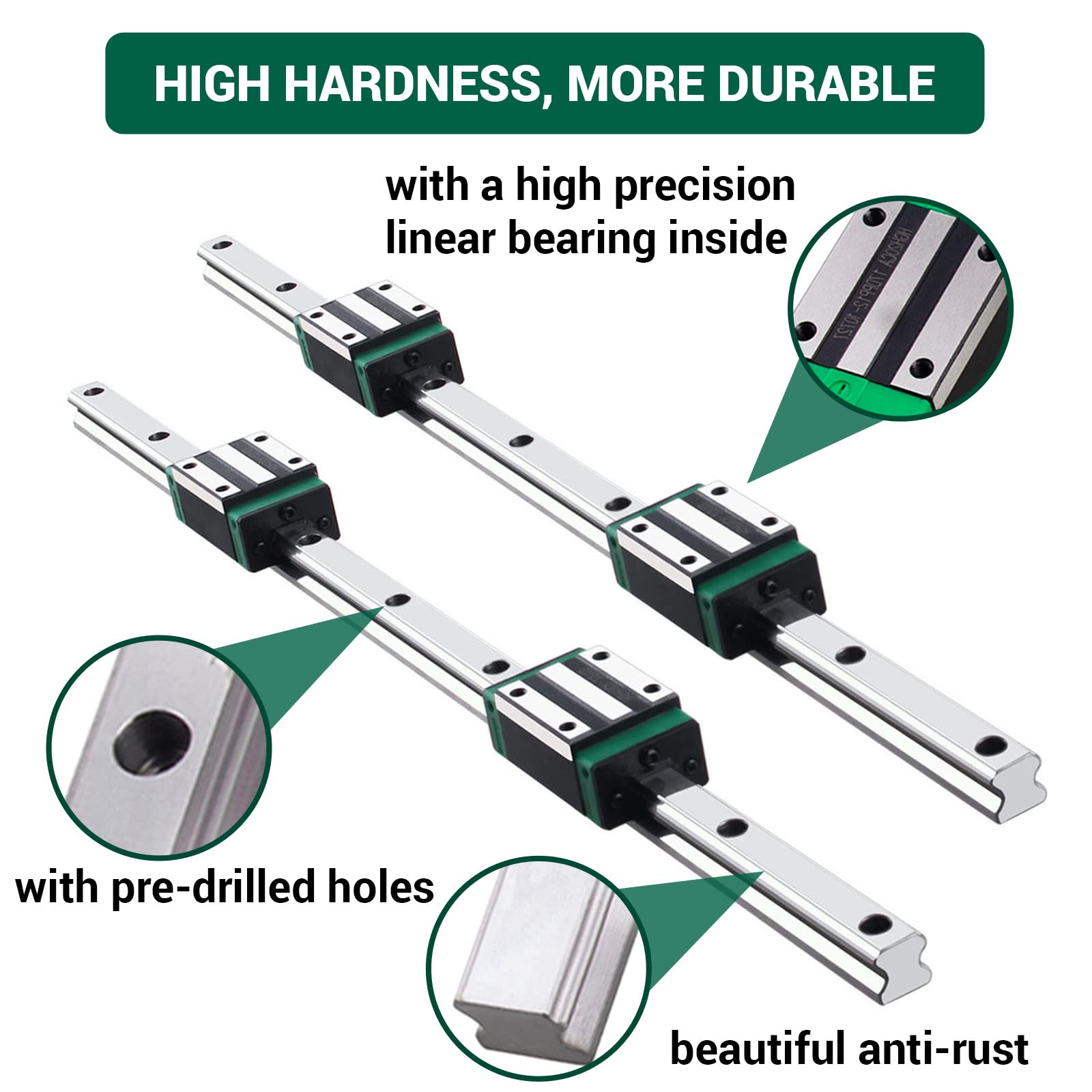 Linear Guide Rail 2PCS HGR15 1500mm Linear Slide Rail
