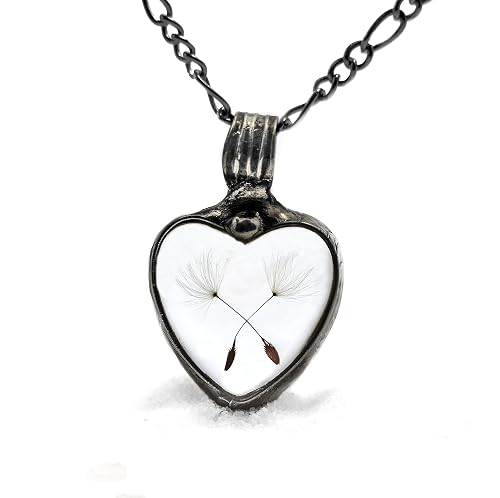 Dandelion Seed Heart Necklace 