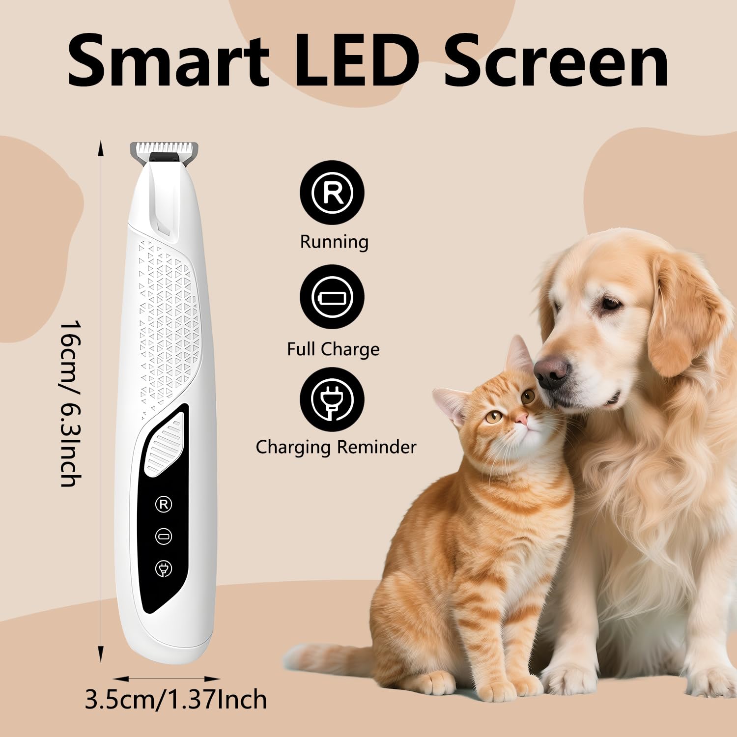 OWill Electric Dog Paw Trimmer, Waterproof Rechargeable Pet Paw Hair Trimmer with LED Light - Image 2