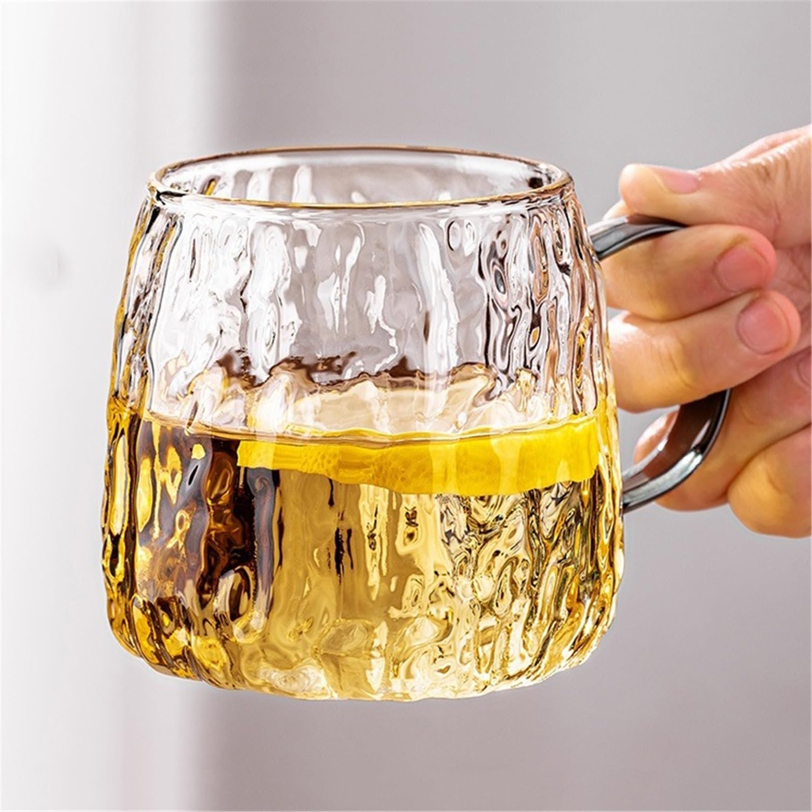 Küche Trinkgläser-Set mit Gletscherstruktur und Griffen Saft