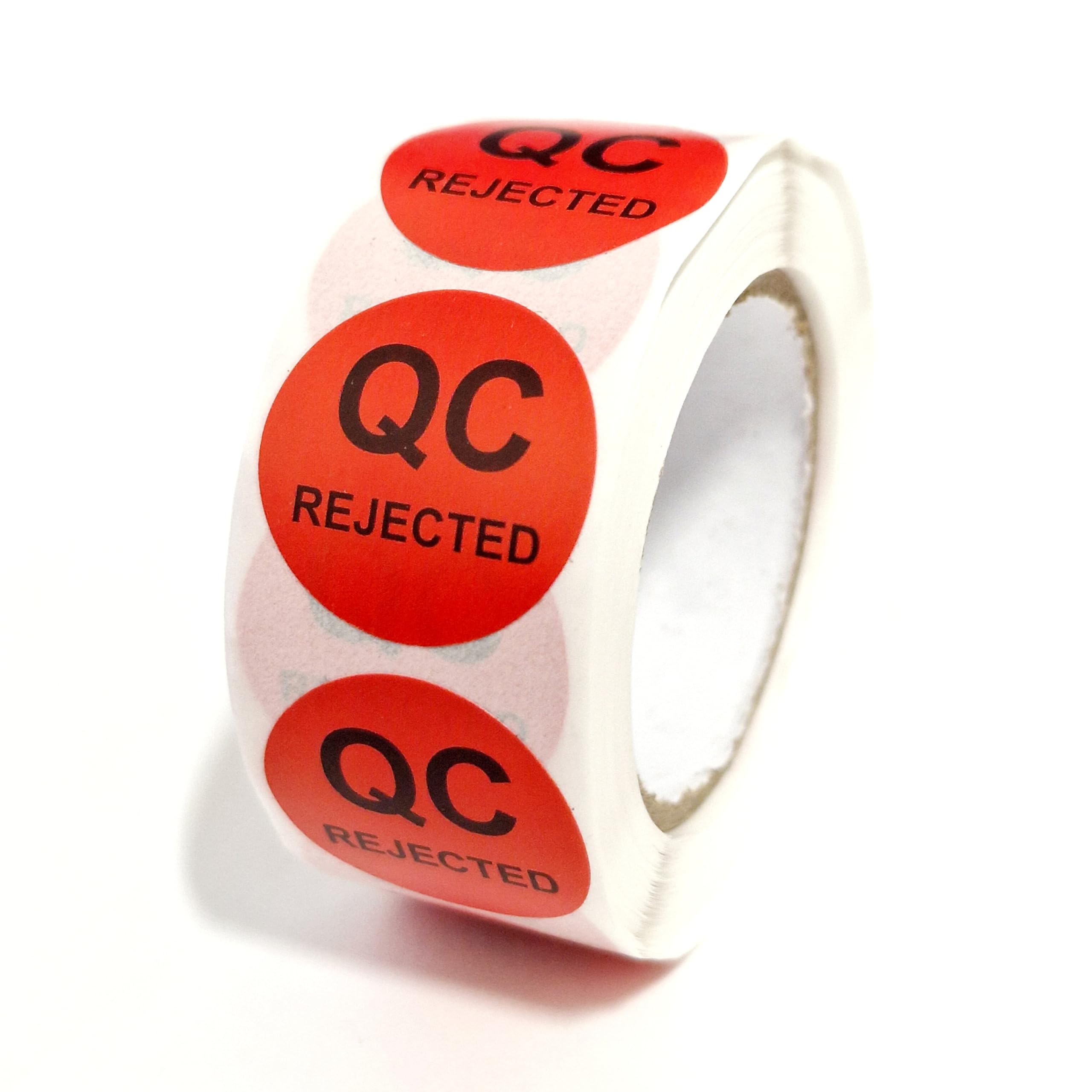 MajorCrafts 500 Labels per roll 2.5cm 1" QC Quality Control Round Sticker Labels (QC Rejected - V100), Multicoloured, 25mm