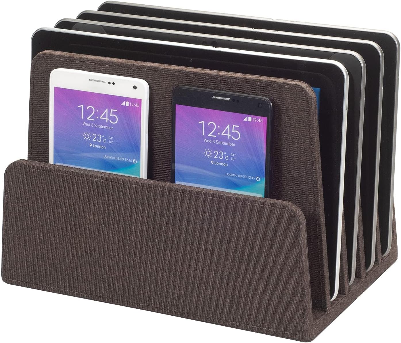 MobileVision Executive Dark Brown Desktop File Folder Organizer and Paper Tray, 5 Slot Dividers