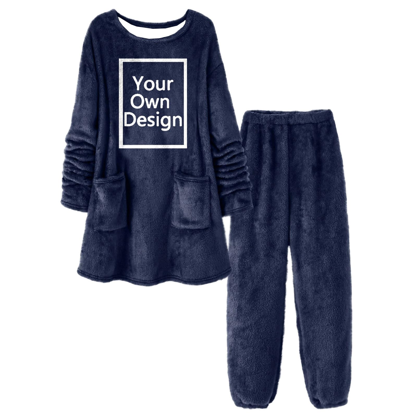 Pigiama natalizio da donna, in flanella, in pile, 2 pezzi, per festività, soffice, biancheria da notte Dciker, inverno, autunno, lounge