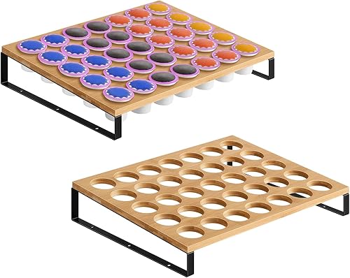 Soporte para cápsulas de café, paquete de 2 unidades, organizador de cajones de cápsulas de café de bambú, soportes para cápsulas K para mostrador,