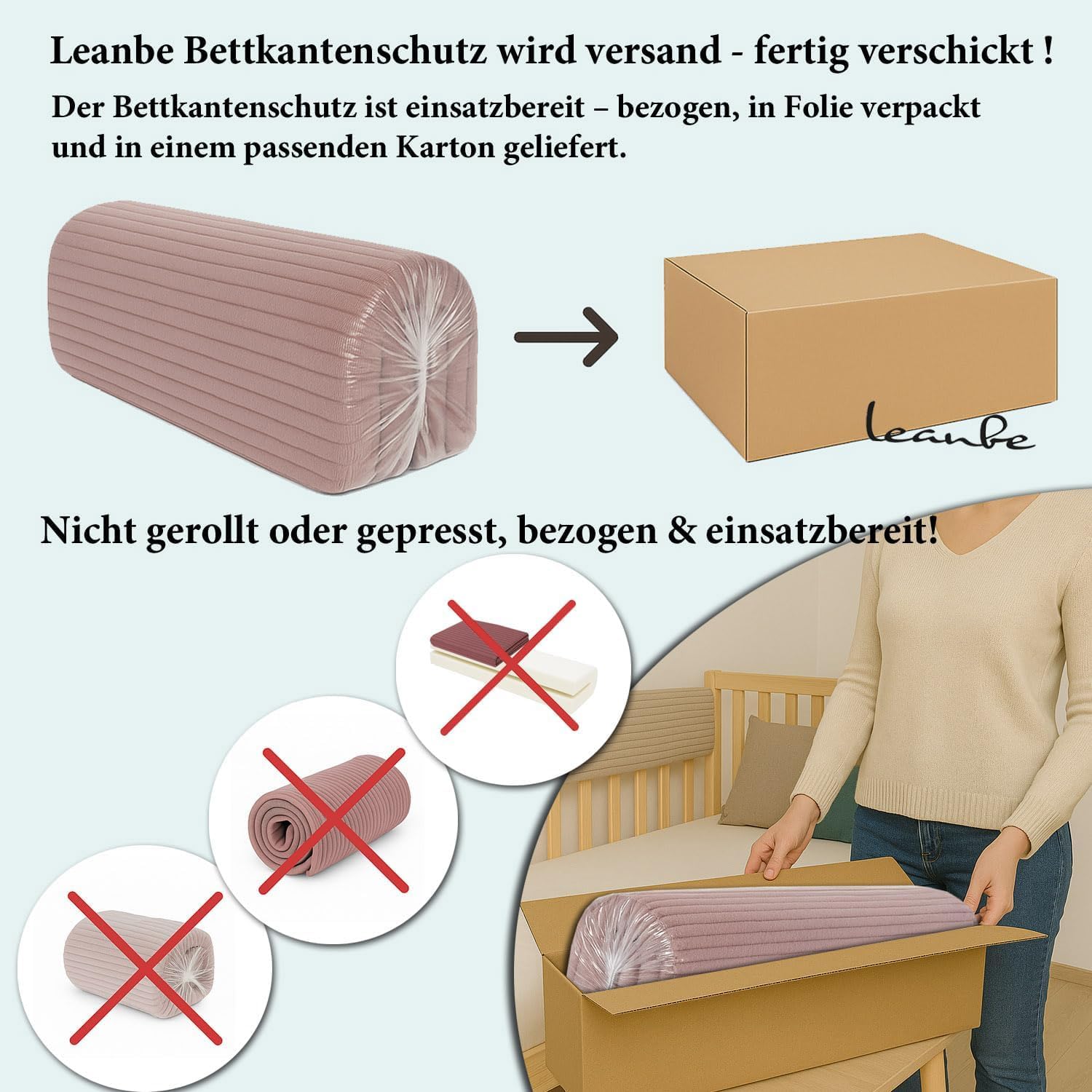 Bettkantenschutz für Kinderbetten Kissen für bettumrandung Rausfallschutz Abdeckung Kantenschutz für Babybett (BLAU Cord, 120cm)