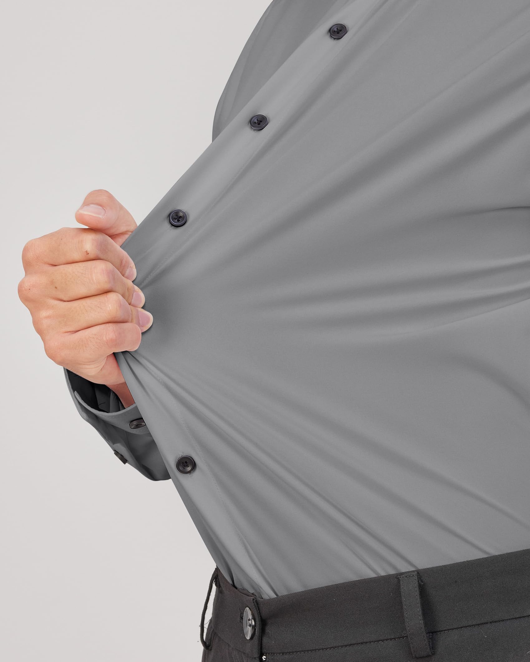 J.VER - Camisas de vestir para hombre, elásticas, de manga larga, formal, para negocios, informal, con botones, para bodas y bailes de graduación