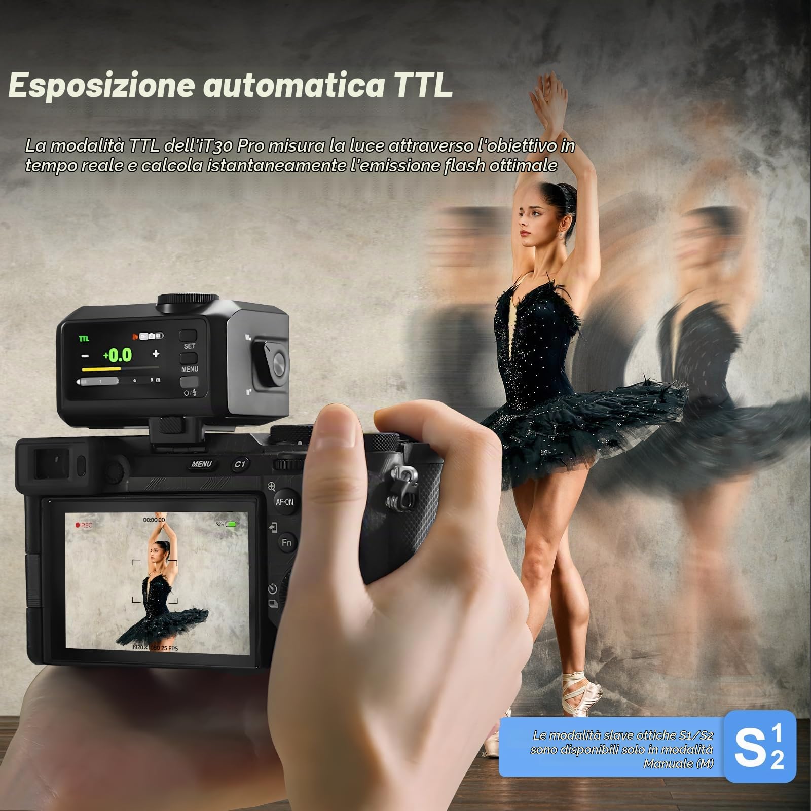 Godox iT30Pro-O iT30Pro O Mini Flash della Fotocamera con Diffusore Bianco Speedlite Camera Flash 560 Flash a Piena Potenza 2,4G Wireless Master&Receiver TTL 1/8000s para Olympus Panasonic DSLR(nero)