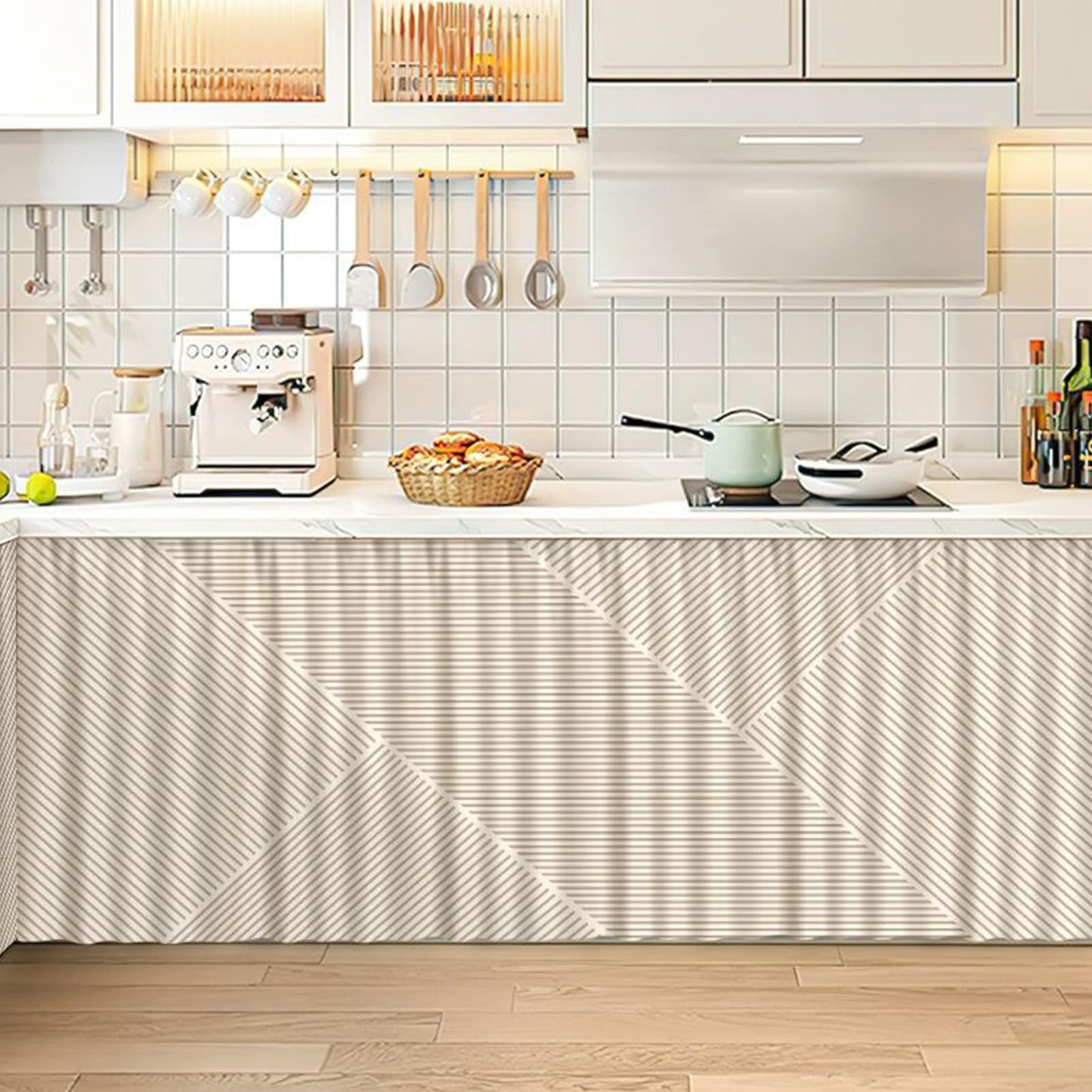 WIQUYBML Striped Sink Skirt for Bathroom & Kitchen 65cm x 70cm Elegant Cabinet Drape Classroom Home UnderSink Privacy Cover Stylish Functional Ains.