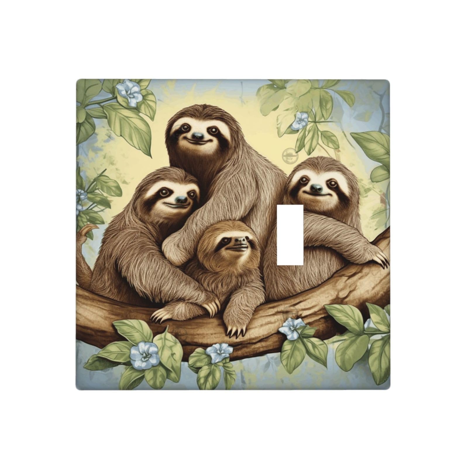 Kloph Style L Decorator Wall Plate 2 Gang Light Switch Covers Sloth Family Wallplate Double Toggle Switch Plate Mid-Size Electrical Outlet Covers Decorative Wall Switch Plate Cover