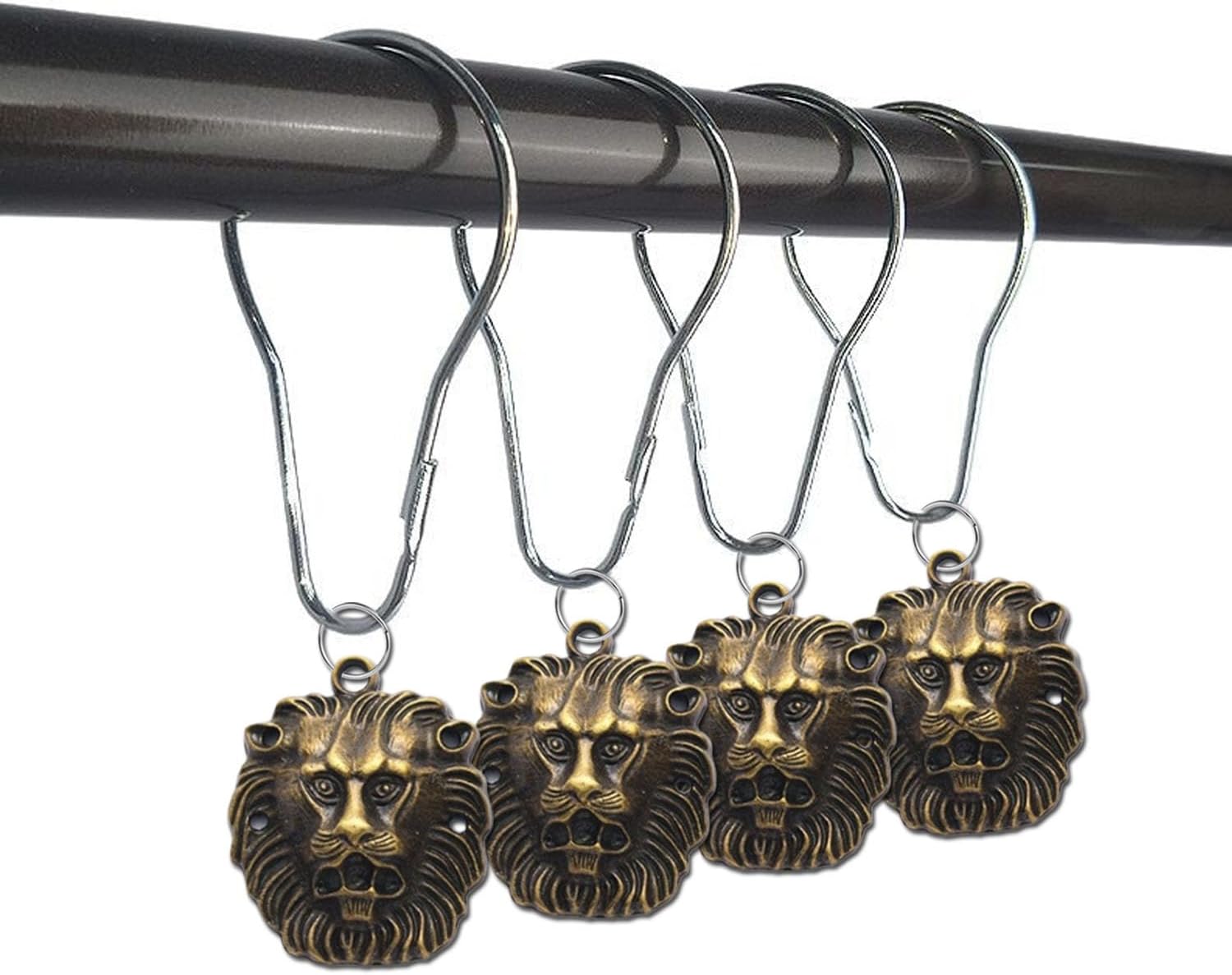 12 PCS Lion Shower Curtain Hook Animal Shower Curtain Hook Rust Proof Metal Stainless Steel Curtain Ring Nature Animal Vintage Theme Bathroom Decor for Bathroom Bedroom Living Room image 4