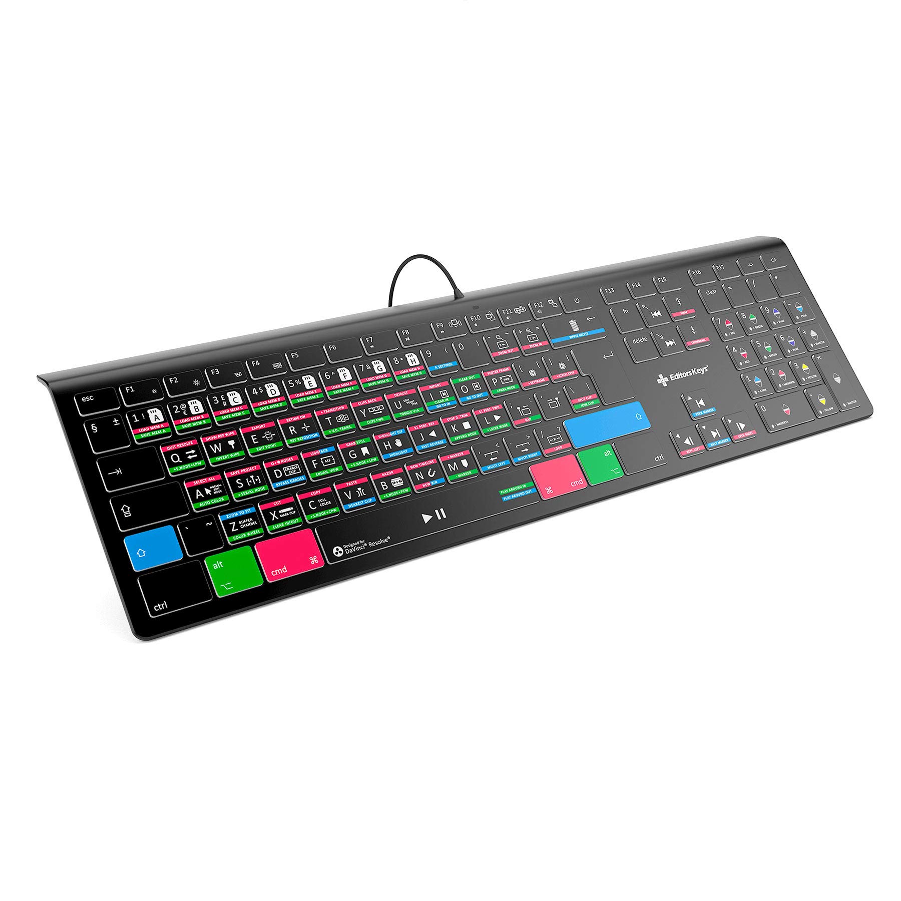 Editors Keys Blackmagic DaVinci Resolve 18 Keyboard for MacOS | Fully Backlit Shortcut Keyboard | EDIT FAST