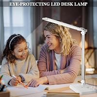 iVict Dupla Karos LED Íróasztali Lámpa - 5 Fényerősség, Érintésvezérlés, 45 Perces Időzítő, USB Töltőport, Memória Funkció, Fehér 2