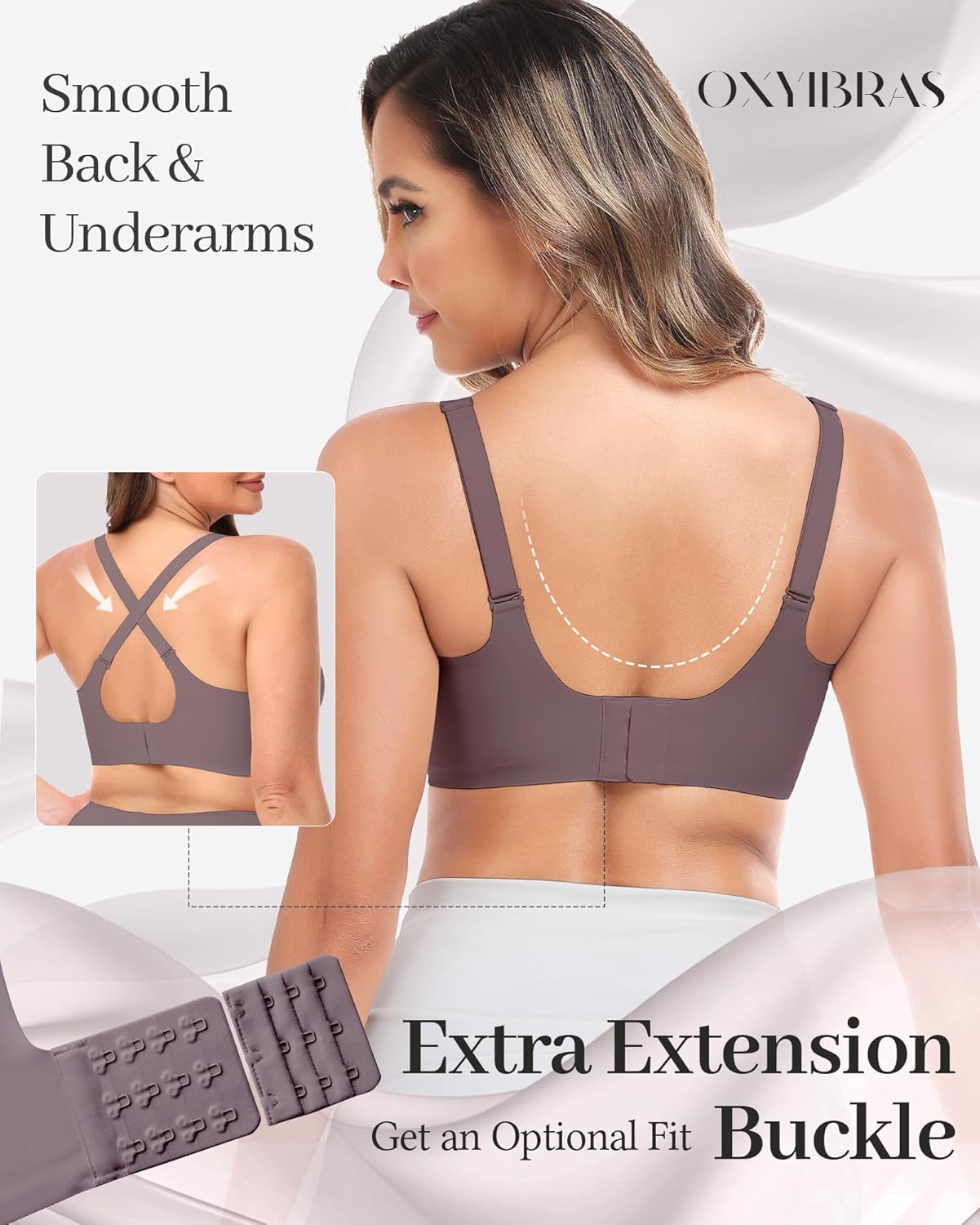 Smooth V Jelly Bras for Women No Underwire Seamless Plunge Bralettes T Shirt Sleep Everyday Bra with Bra Extender - Image 4