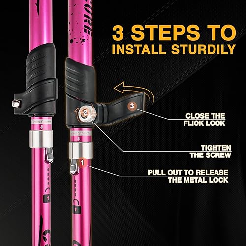 Miniatura 5 de Covacure Bastones de senderismo plegables - Bastones de senderismo de aleación de aluminio 7075 para senderismo con diseño telescópico y plegable de