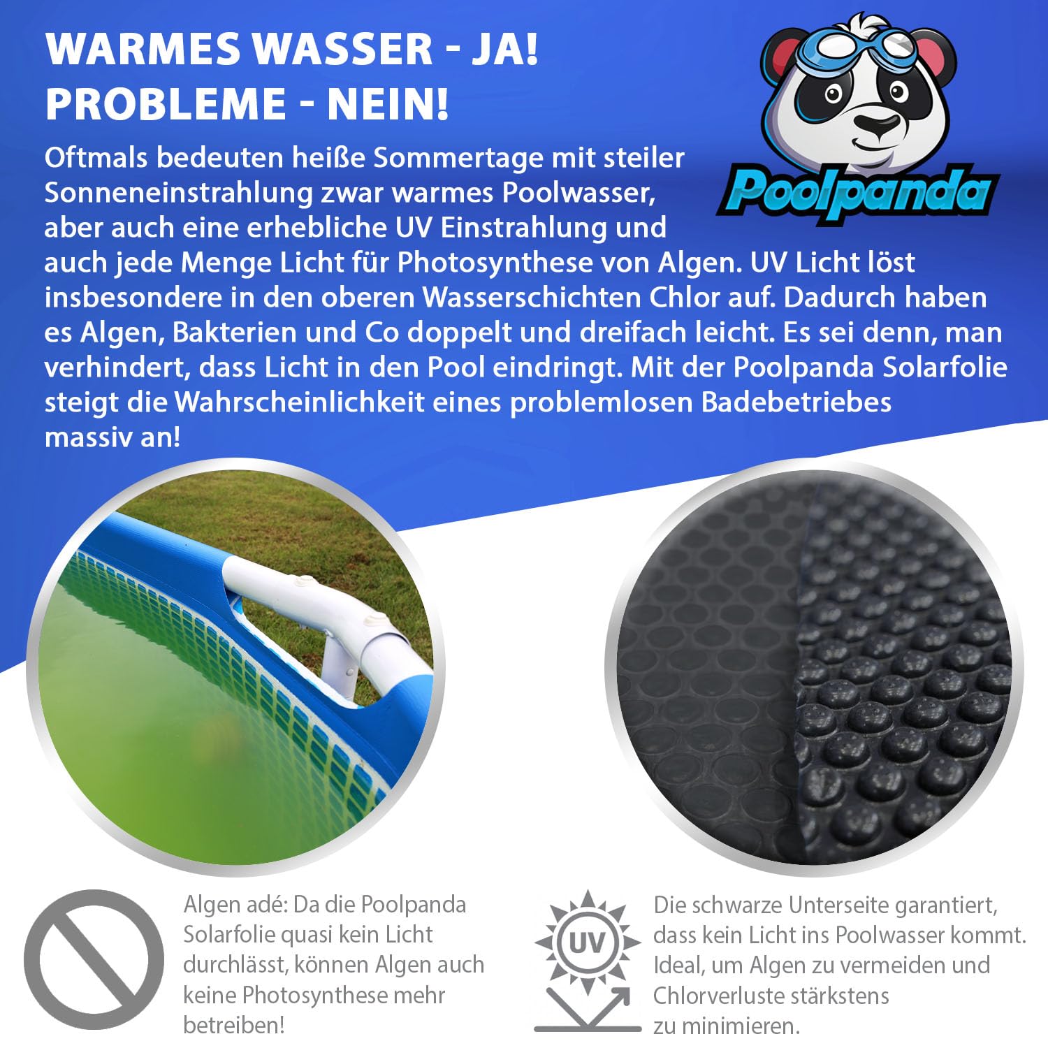 Poolpanda Solarfolie Eco 305 cm (Schwarz | 180my | rund)