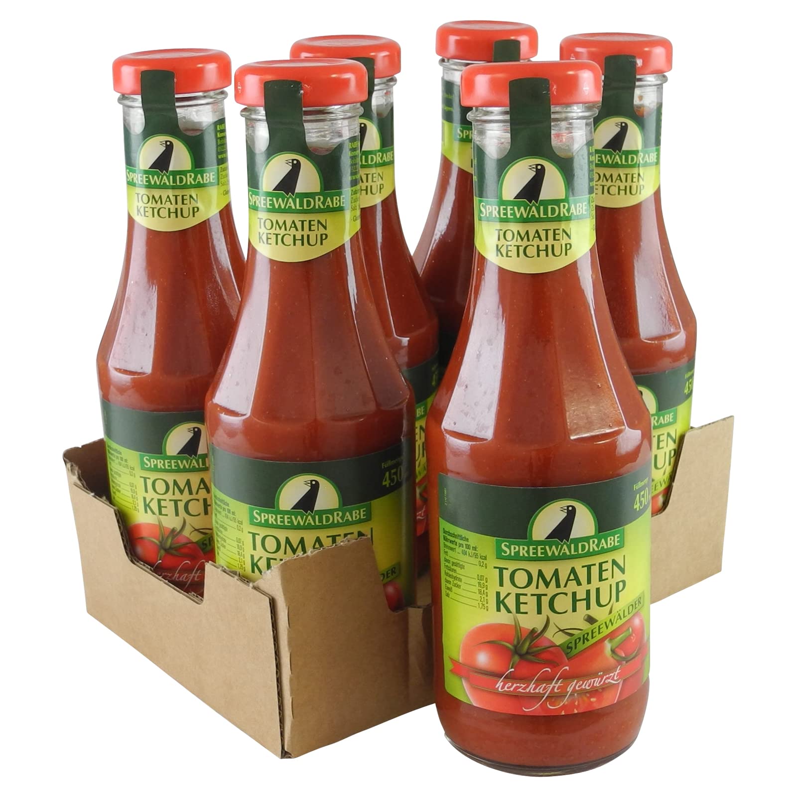 Spreewald RABE Rabe's Tomaten Ketchup 6er Set (6 Flaschen à 450 ml)
