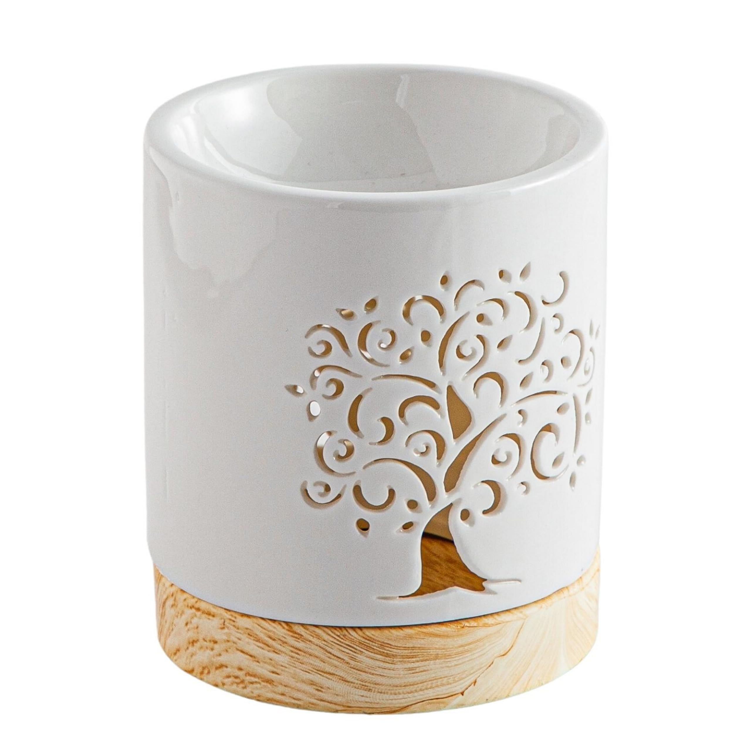 Zen'Arôme Life Tree Ceramic Wax Burner - Scented Wax Melting - Handmade Good Luck Charm - Easy Aromatherapy - Fragrance Diffuser - Symbolic Gift Deco - 50 ml - H 10.5 cm