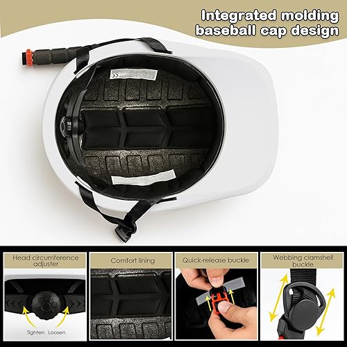 Miniatura 5 de Casco de bicicleta para adultos, cascos de bicicleta para hombres y mujeres, con luces traseras LED, estilo gorra de béisbol, cascos ajustables para
